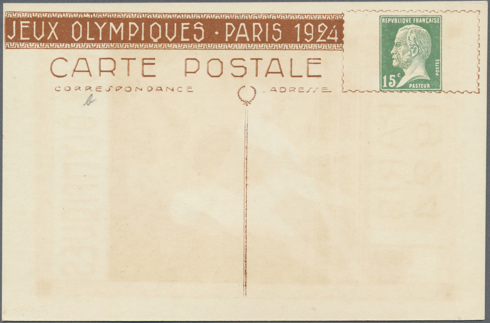 GA Thematik: Olympische Spiele / Olympic Games: 1924, France. Private Picture Postcard 15c Pasteur "Jeux Olympiques Pari - Other & Unclassified