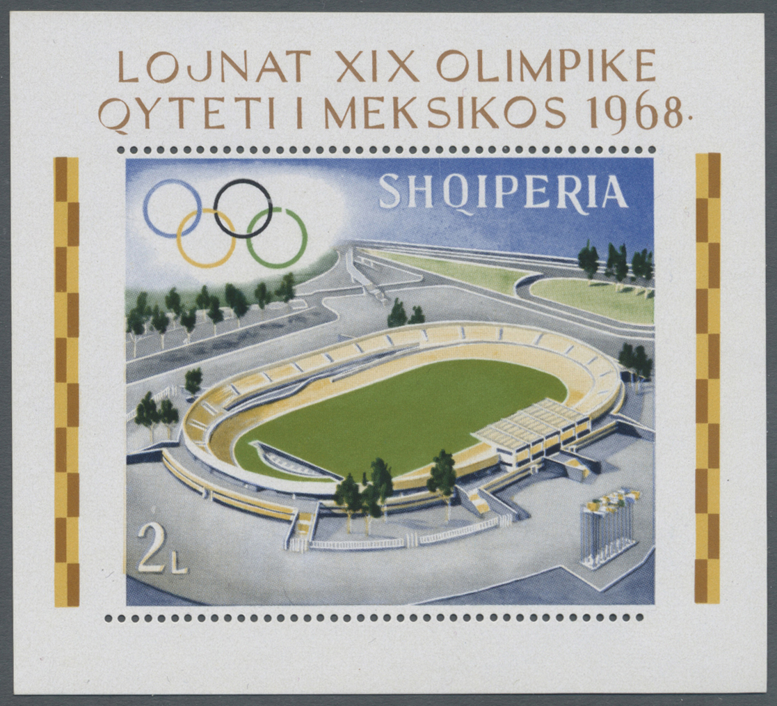 ** Albanien: 1968. Olympic Souvenir Sheet With Extremely Rare Variety: Missing Red Color. Mint, NH. Only Few Copi - Albanie