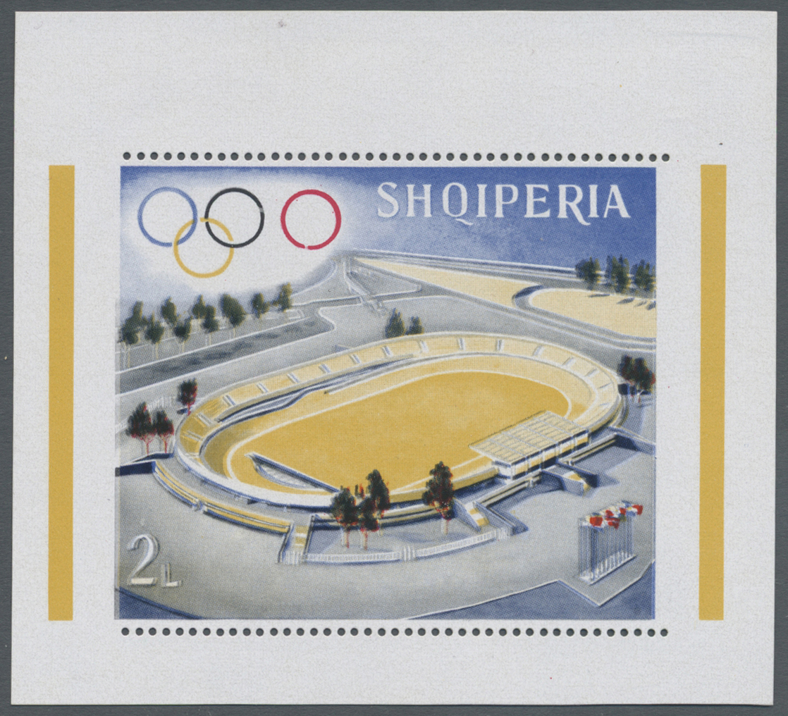 ** Albanien: 1968. Olympic Souvenir Sheet With Extremely Rare Variety: Missing Green And Brown Color (i.a. Inscri - Albanie