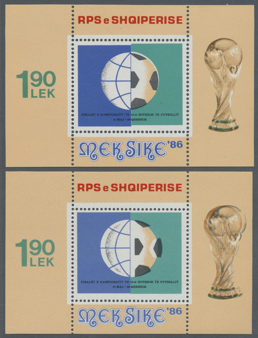 ** Albanien: 1986. Lot Of 2 Souvenir Sheets For The Issue "1986 World Cup Soccer Championships, Mexico" With Vari - Albania