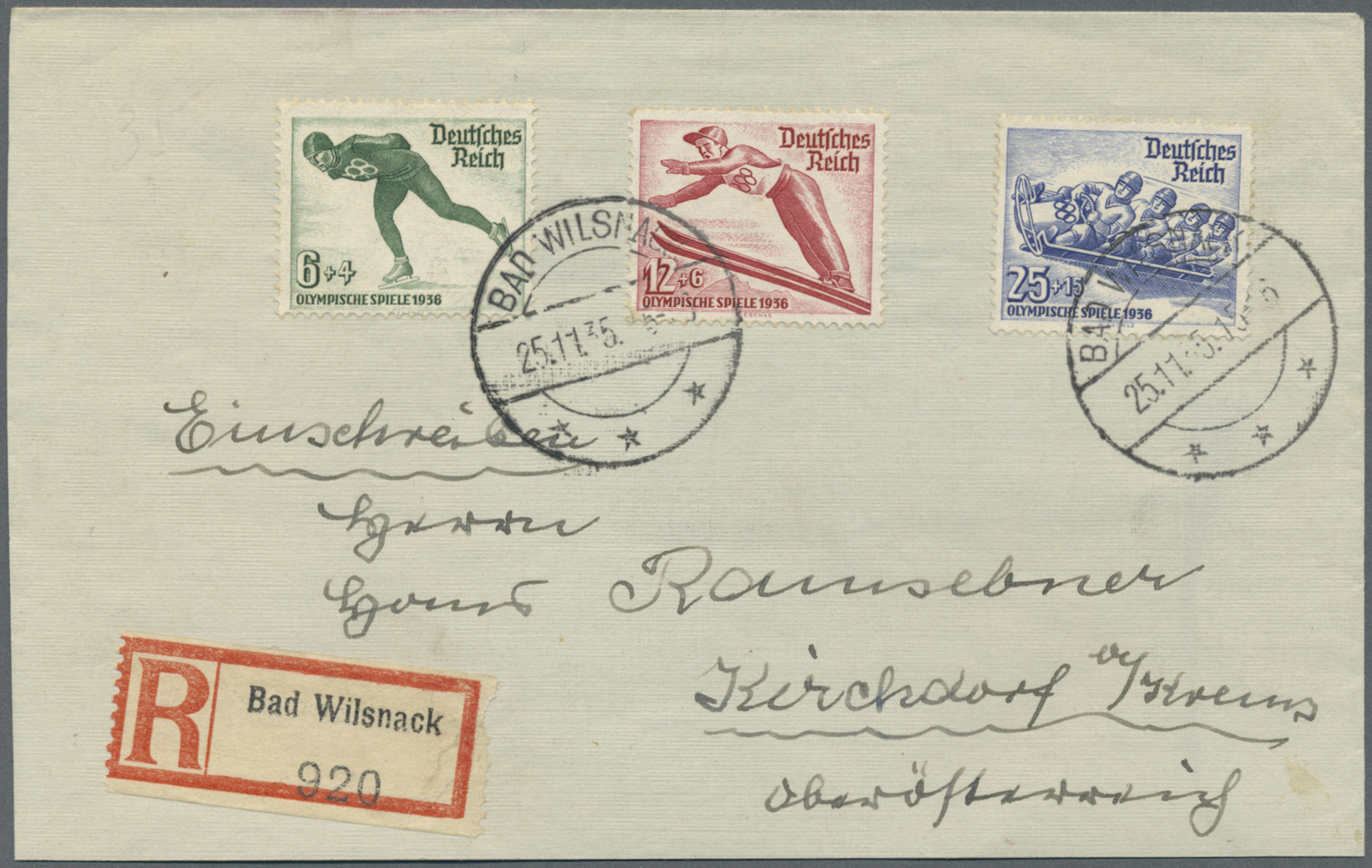 Br Thematik: Olympische Spiele / Olympic Games: 1935, Dt. Reich Für Garmisch. Winterolympiade Kpl. Auf R-Brief Mit Abste - Other & Unclassified