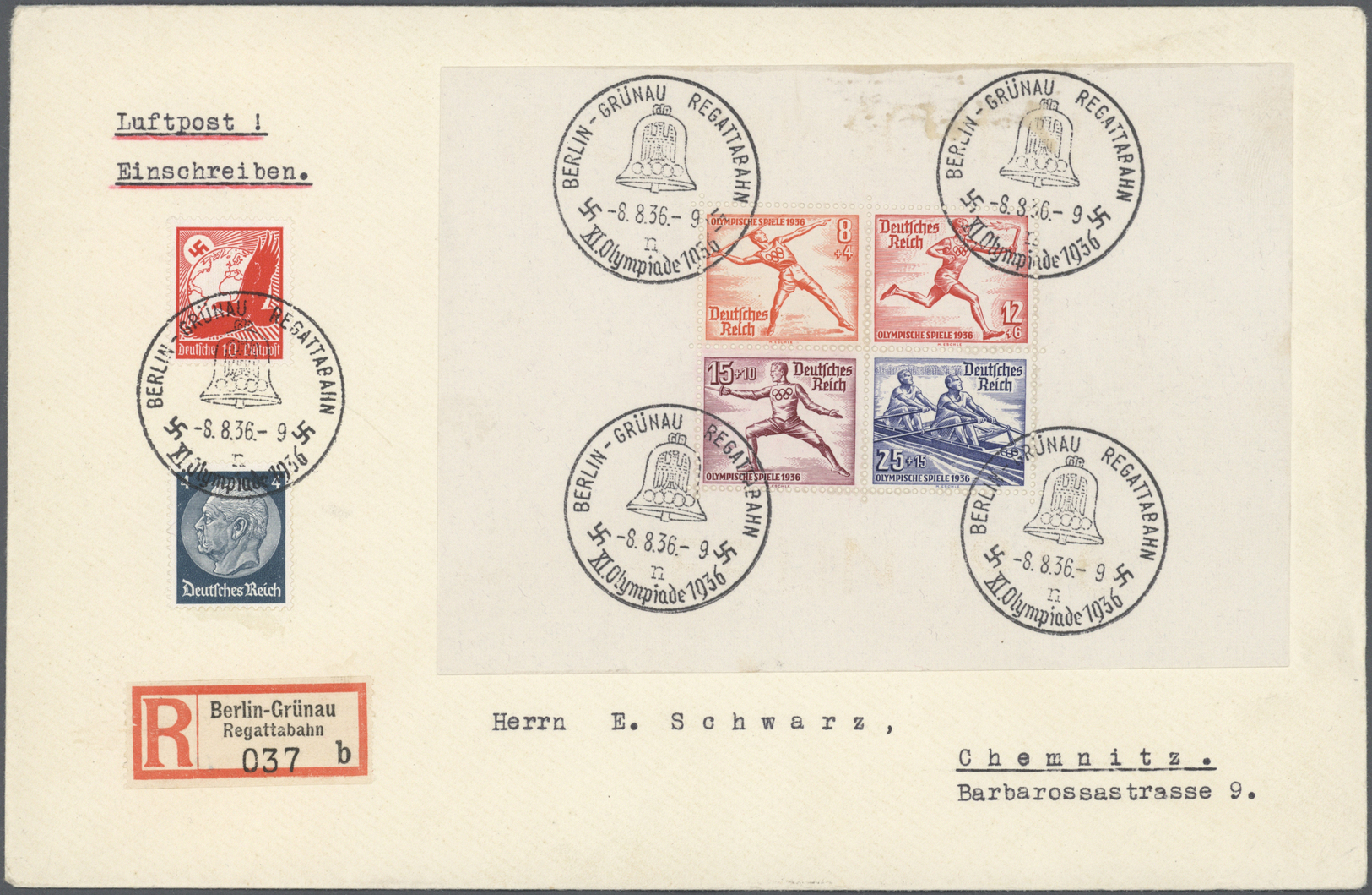 Br Thematik: Olympische Spiele / Olympic Games: 1936, Olympic Games Berlin, German Reich, Both Souvenir Sheets Each On R - Other & Unclassified