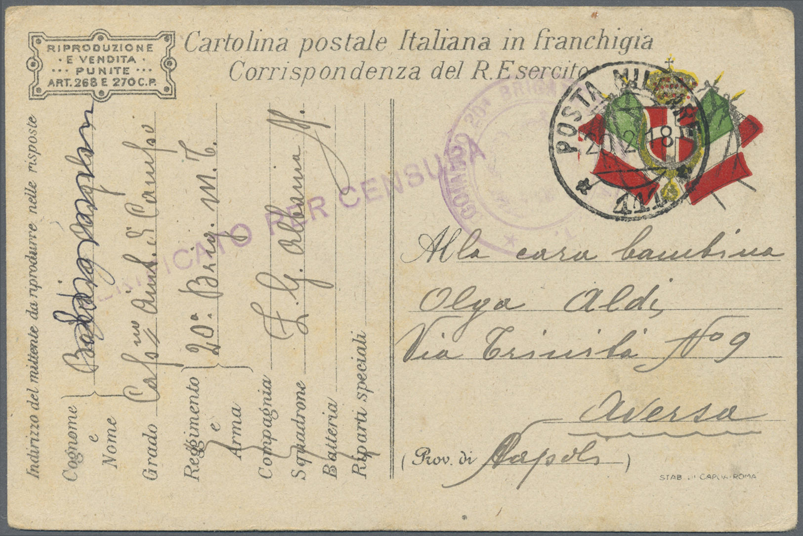 Br Albanien - Besonderheiten: 1917/1918, Zwei Briefe (beide Mgl.) Mit Ital. Frankaturen Sowie Zwei Portofreie Fel - Albanie