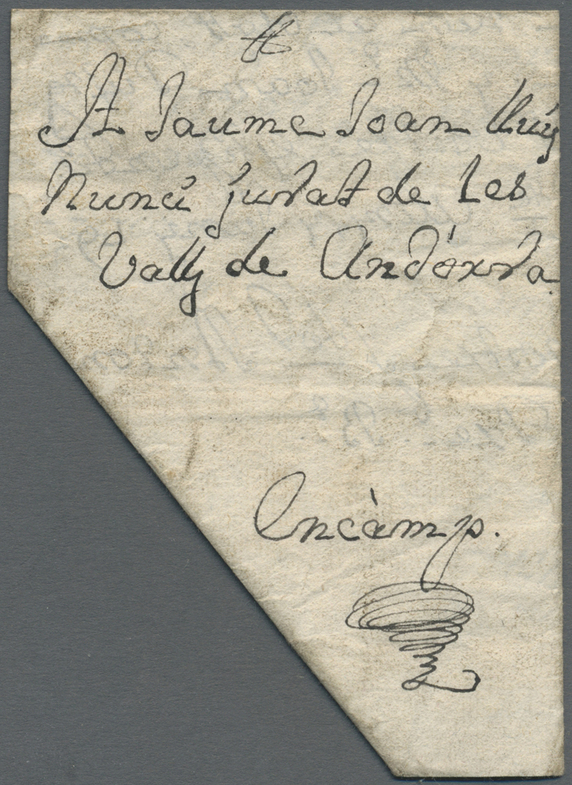 Br Andorra - Vorphilatelie: 1772 (19 Jun).  Alins (Lleida) A Encamp. Carta Dirigida Al Nuncio Guardo De Los Valle - Precursors