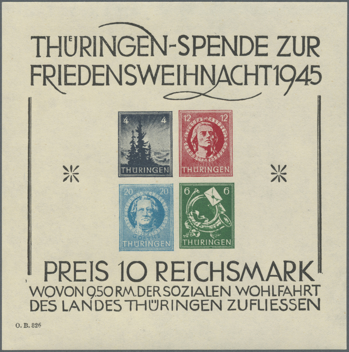 ** Sowjetische Zone - Thüringen: 1945, Großer Weihnachtsblock, SONDERDRUCK OHNE DRUCHSTICH, Papier X In - Autres & Non Classés