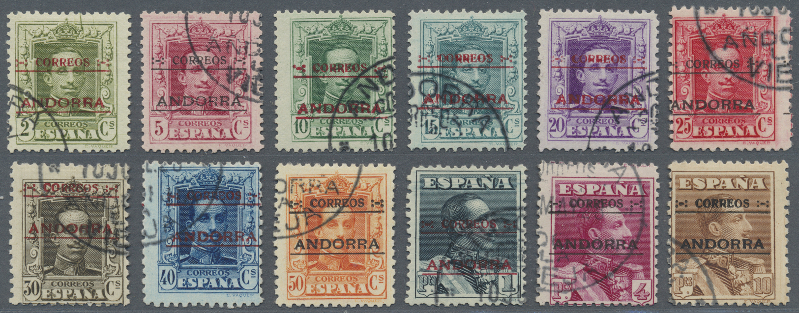 O Andorra - Spanische Post: 1928, 2 C. - 10 Pta. Freimarken Von Spanien Mit Aufdruck "CORREOS / ANDORRA" Als Ges - Other & Unclassified