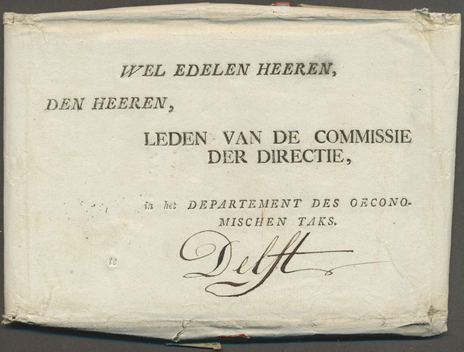 Br Belgien - Vorphilatelie: 1780, Printed Memorandum To The "Heeren Directeuren En Vedere Leeden Van Den Oeconomi - 1794-1814 (French Period)