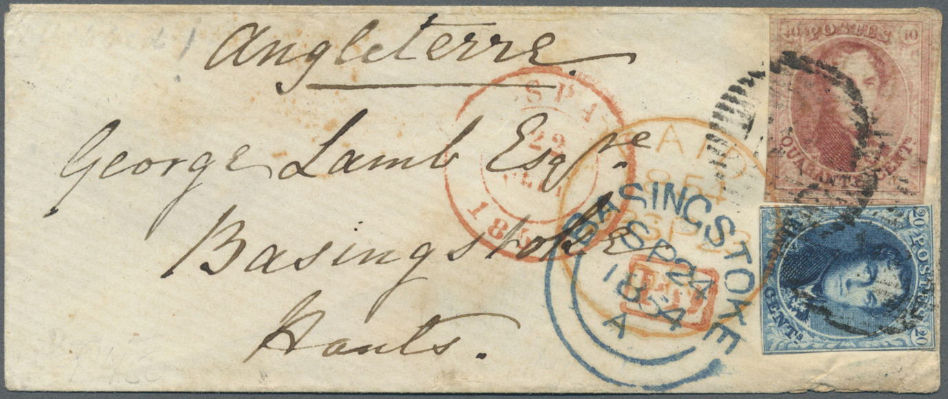 Br Belgien: 1851, Leopold Im Medaillon 40 C Karmin, Waagrecht Gestreiftes Papier (allseits Breit/überrandiger Sch - Other & Unclassified