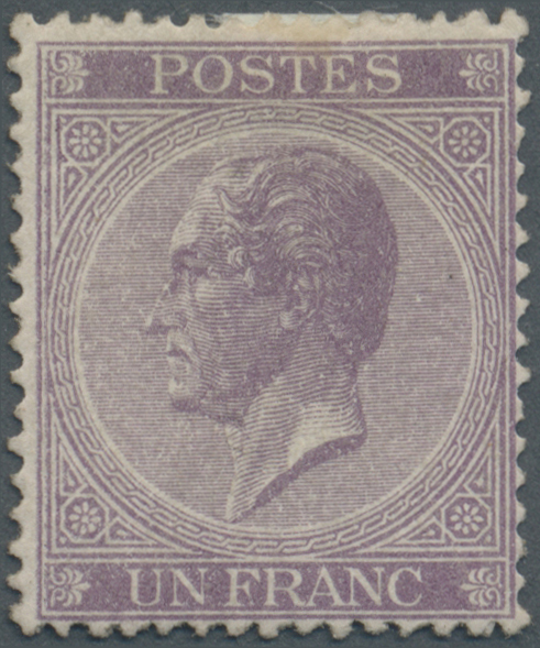 * Belgien: 1867, 1 Franc Leopold I Hinged With Large Part Of Original Gum, Nicely Centered - Autres & Non Classés