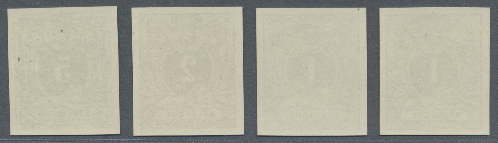 (*) Belgien: 1884/88, Proofs For The Cypher And Lion Issue With 1 C. Green, 1 C. Grey, 2 C. And 5 C.. According To - Autres & Non Classés