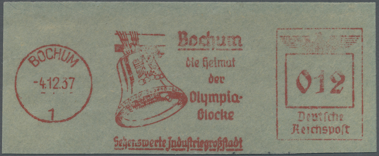 Brrst Thematik: Olympische Spiele / Olympic Games: 1937, Dt. Reich. Briefstück Mit Freistempler "[Olympia-Glocke] / Boch - Other & Unclassified
