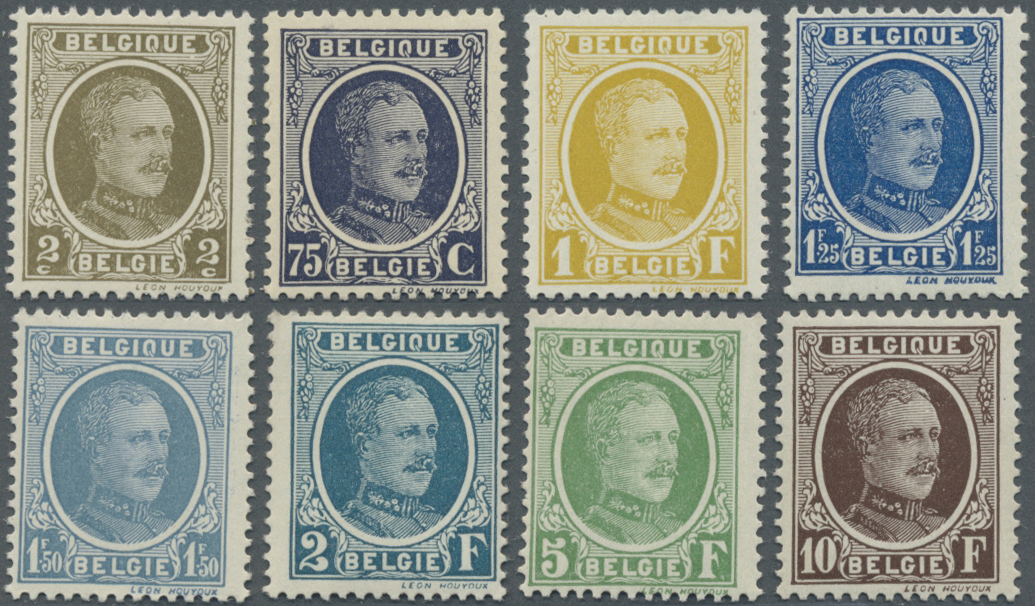 ** Belgien: 1926-1927, Freimarken: König Albert I., Serie Von 8 Postfrischen Werten (C.O.B. €451,-). - Other & Unclassified