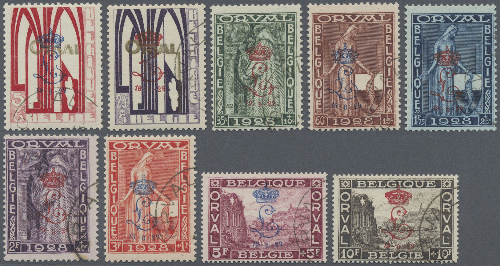 O Belgien: 1929, 5 C. Bis 10 F. ORVAL Mit Monogramm-Aufdruck „L" Mit Krone, Kompl. Ausgabe (9 Werte) Einwandfrei - Altri & Non Classificati