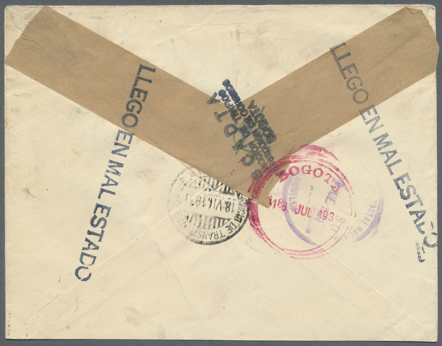 Br Belgien: VERY RARE MIXED FRANKING BELGIUM + SCADTA ON  AIRMAIL ACCIDENT COVER. The Cover Was Sent From GENVAL - Autres & Non Classés