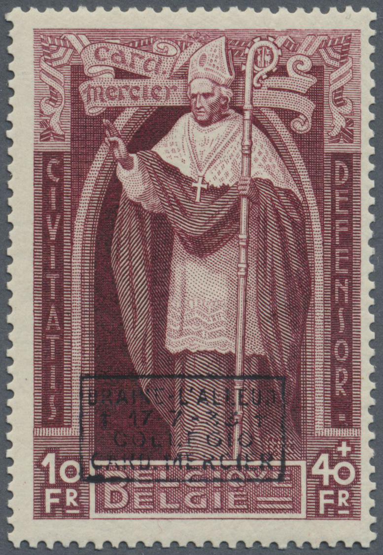 ** Belgien: 1932, Kardinal Mercier 10+40 Fr Mit Handstempel-Aufdruck, Postfrisch Und Perfekt Zentriert (C.O.B. 1. - Autres & Non Classés
