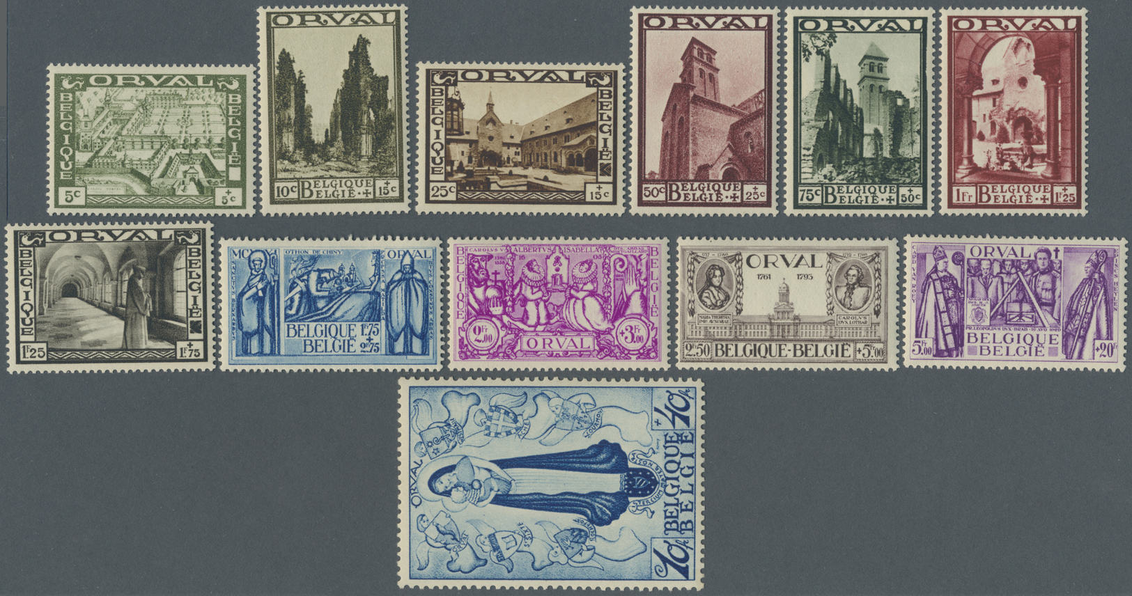 ** Belgien: 1933, Wiederaufbau Der Abtei Orval (II) Als Einwandfrei Postfrischer Satz, M€ 2.200,- - Autres & Non Classés