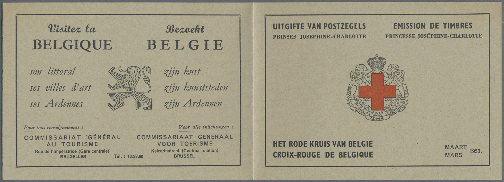 ** Belgien - Markenheftchen: 1953, Rotes Kreuz 'Hochzeit Von Prinzessin Josephine-Charlotte' 2 Fr. + 50 C. In Zwe - Unclassified