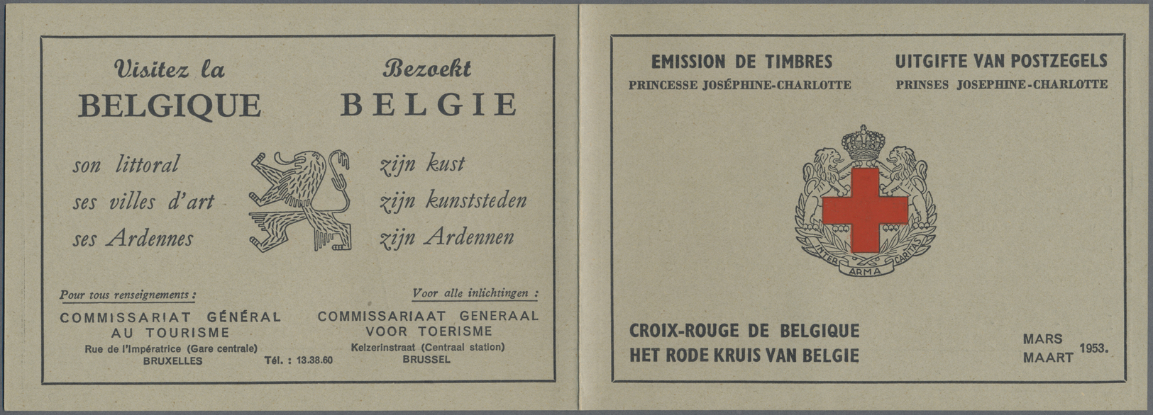 ** Belgien - Markenheftchen: 1953, Rotes Kreuz 'Hochzeit Von Prinzessin Josephine-Charlotte' 2 Fr. + 50 C. In Zwe - Non Classés