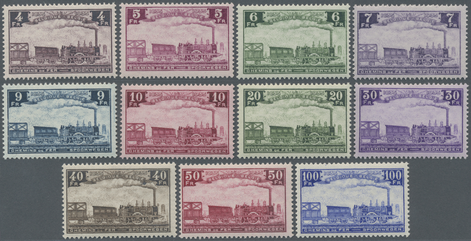 ** Belgien - Eisenbahnpaketmarken: 1935, 0,10 Fr Bis 100 Fr. "100 Jahre Belgische Eisenbahn", 24 Werte In Postfri - Bagagli [BA]