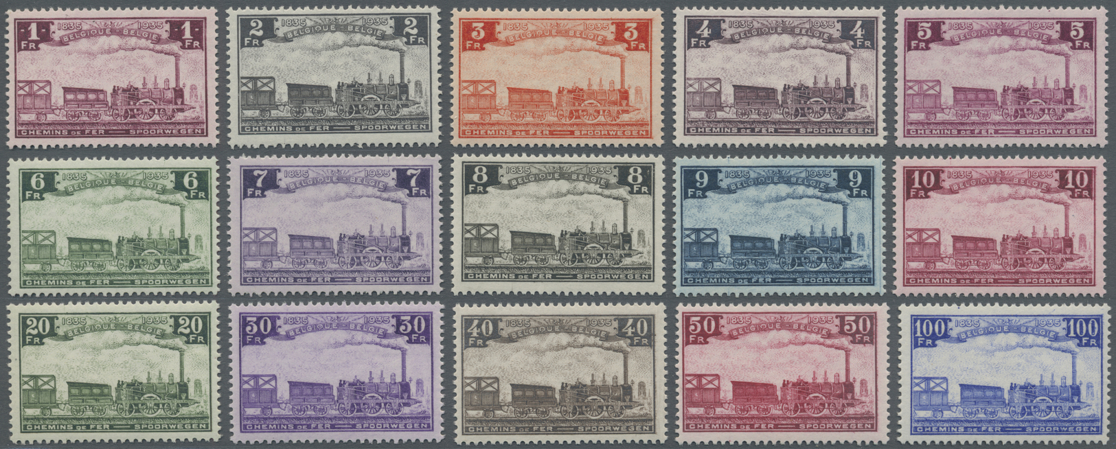 ** Belgien - Eisenbahnpaketmarken: 1935, 100 Jahre Belgische Eisenbahn, Kompletter, Taufrischer Postfrischer Luxu - Luggage [BA]