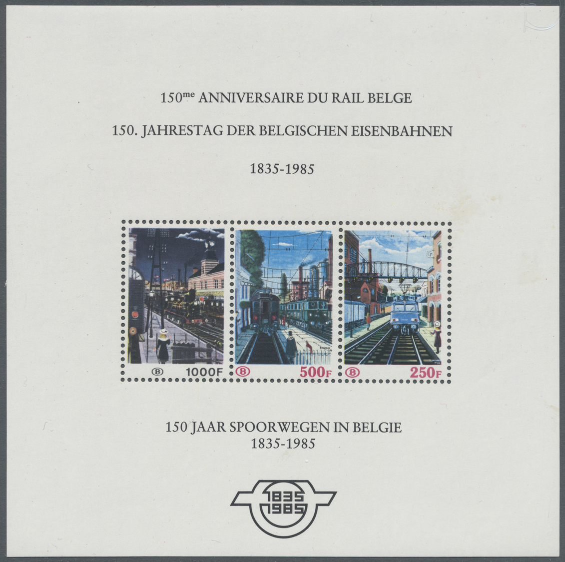 ** Belgien - Eisenbahnpaketmarken: 1985, 150 Jahre Eisenbahn In Belgien, Komplette Luxusblockserie Postfrisch, Se - Luggage [BA]