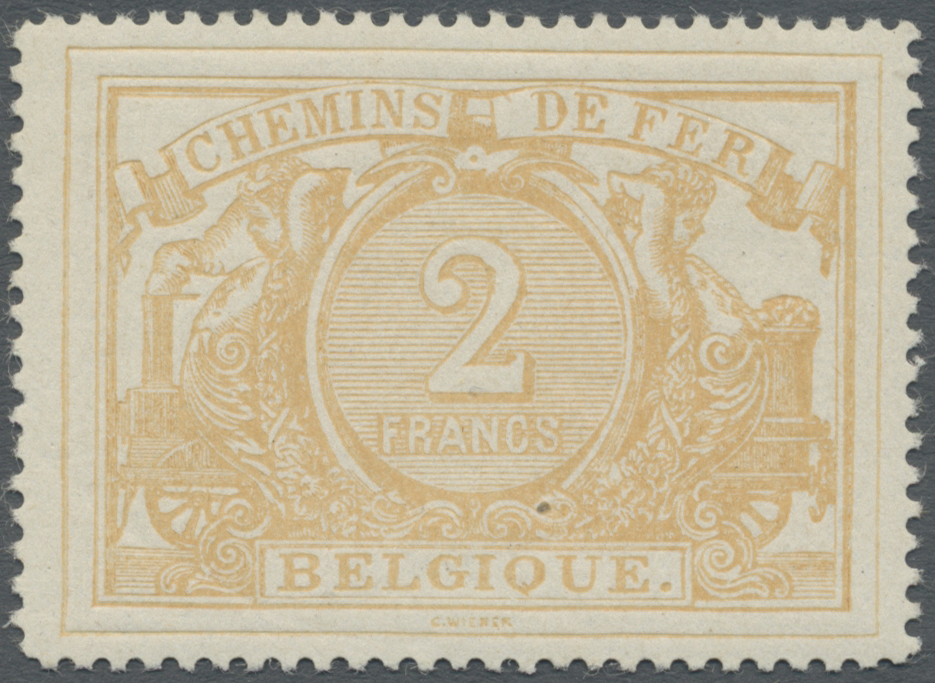 ** Belgien - Portomarken: 1894, 2 Fr Brownish-yellow Mint Never Hinged, Natural Paper Closure - Lettres & Documents