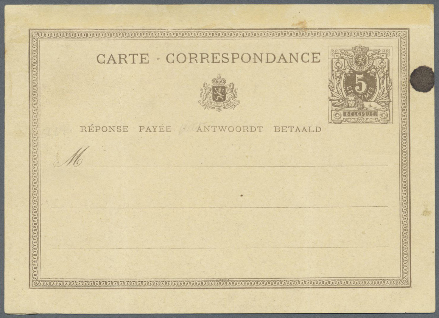 GA Belgien - Ganzsachen: 1873, Reply Card 5c. + 5c., Group Of Three Proofs: Asking And Reply Part In Issued Desig - Other & Unclassified