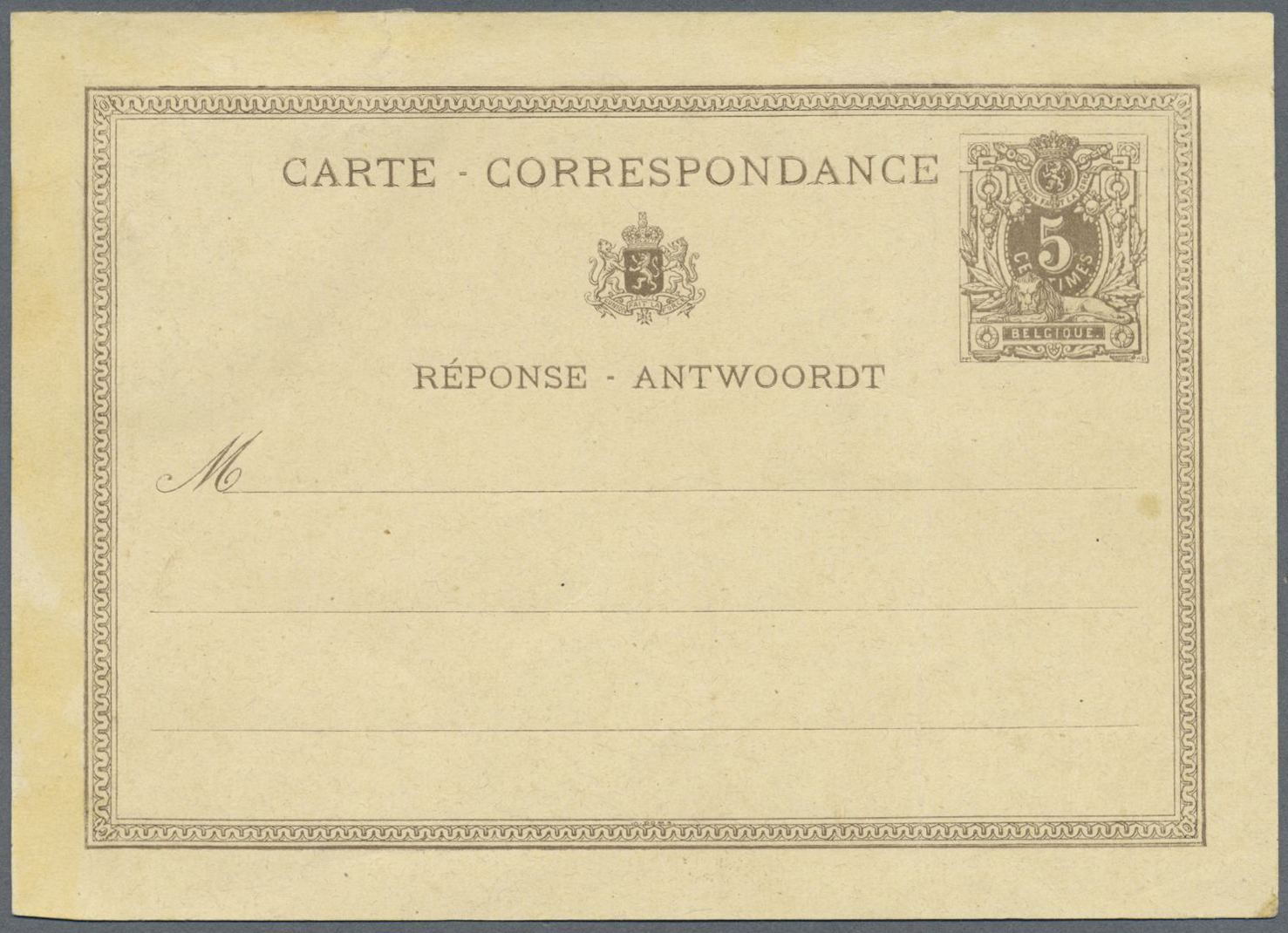 GA Belgien - Ganzsachen: 1873, Reply Card 5c. + 5c., Group Of Three Proofs: Asking And Reply Part In Issued Desig - Autres & Non Classés