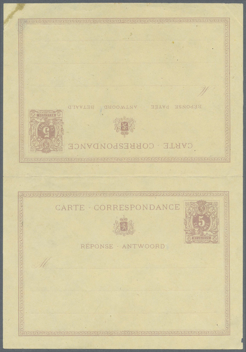 GA Belgien - Ganzsachen: 1873, Reply Card 5c. + 5c., Group Of Three Proofs: Asking And Reply Part In Issued Desig - Other & Unclassified