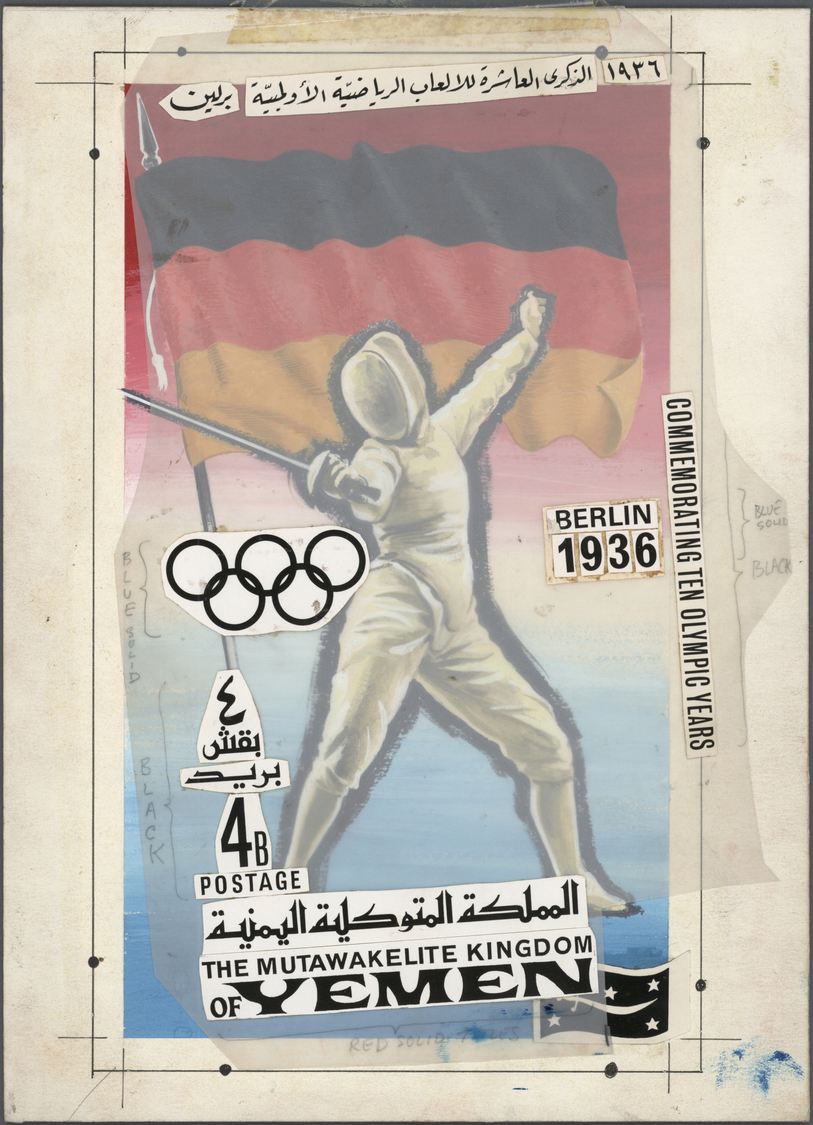 Thematik: Olympische Spiele / Olympic Games: 1968, Yemen (Kingdom). Artist's Drawing For The Fourth 4B Value Of The Set - Other & Unclassified