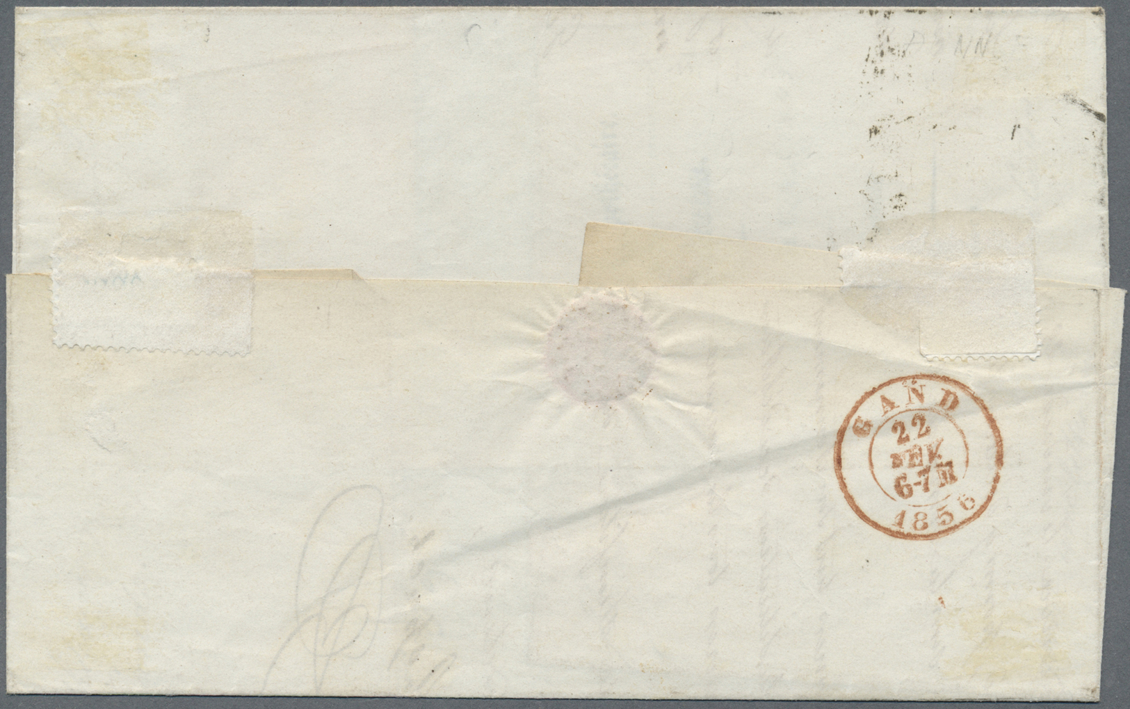 Br Belgien - Stempel: 1856, Scarce Point Cancellation With Number "24" (BRUXELLES) On Folded Letter Franked With - Autres & Non Classés