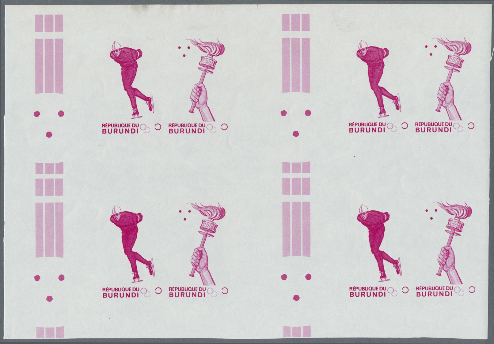 ** Thematik: Olympische Spiele / olympic games: 1968, Burundi. Progressive proof (8 phases) for the souvenir sheet in bl