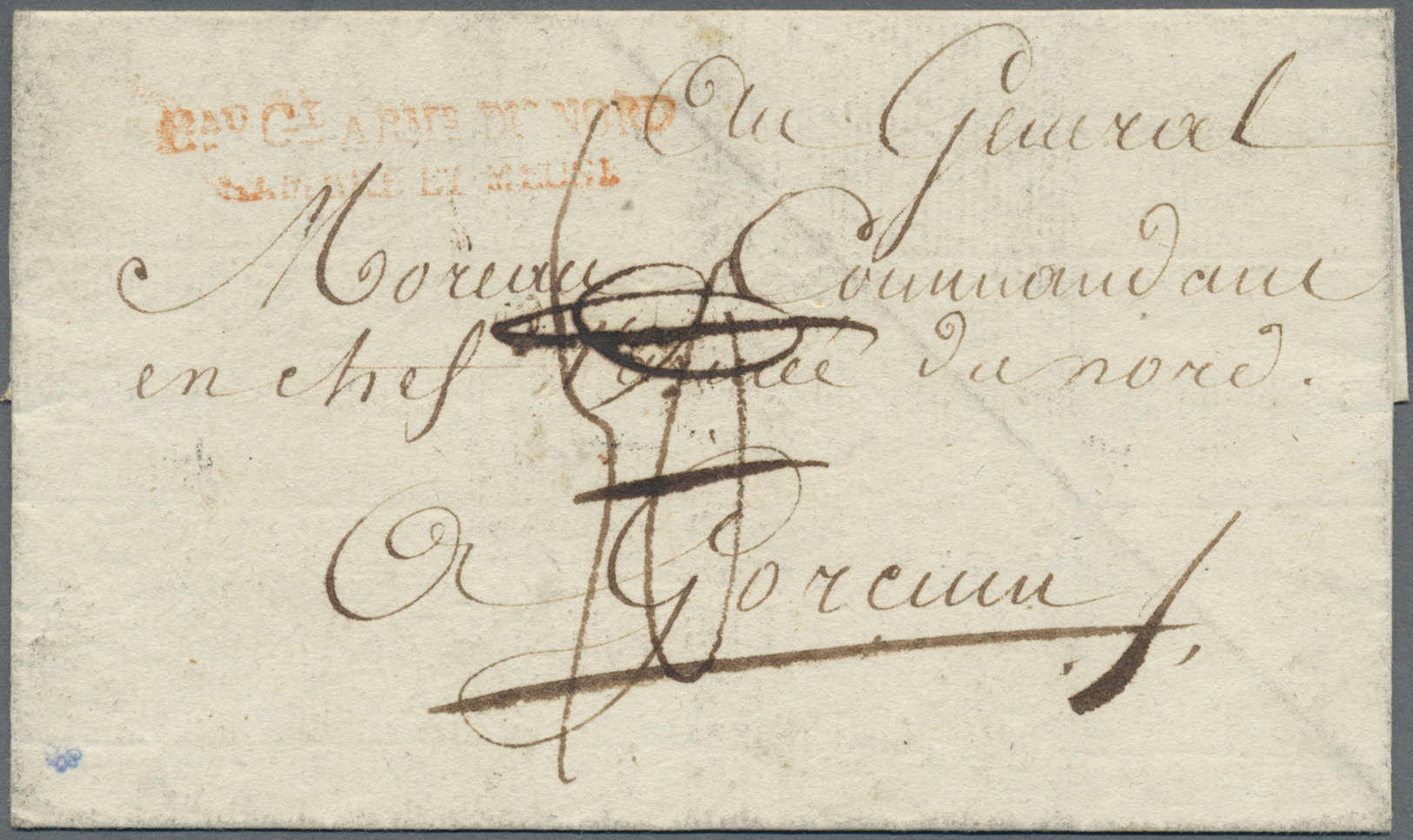 Br Belgien - Französische Armeepost: 1796, "B.AU. G.L. ARM.S. DU NORD SAMBRE ET MEUSE" (Brussel), Double Line In - Autres & Non Classés