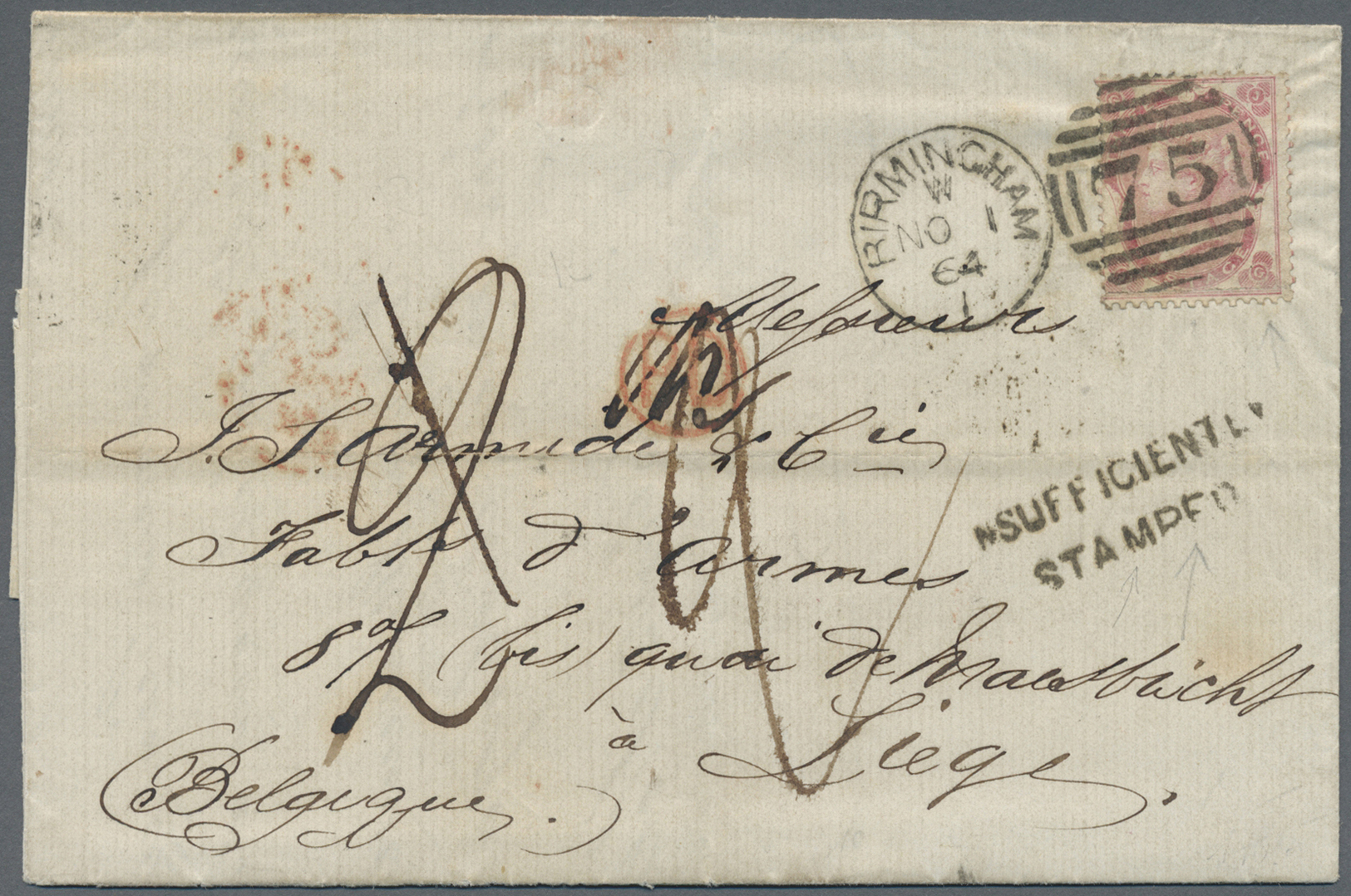 Br Belgien - Besonderheiten: 1864, Incoming Mail, Folded Letter Fanked With 3d Victoria Stamp Of The 1862 Issue, - Other & Unclassified