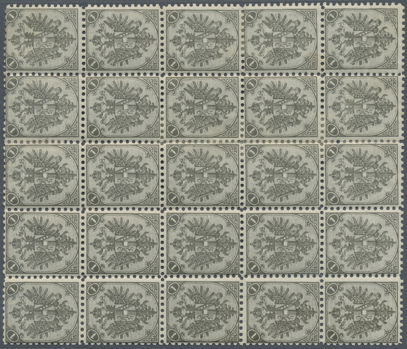 **/* Bosnien Und Herzegowina (Österreich 1879/1918): 1879, Doppeladler 1 Kr. Grau Lz. 10½ Im 25er-Block Mit Wasserz - Bosnie-Herzegovine