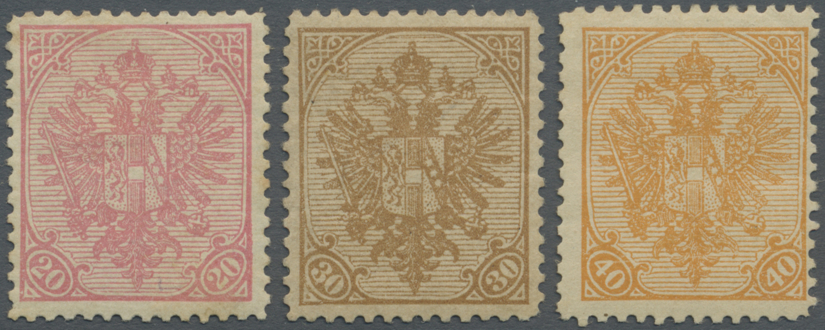 * Bosnien Und Herzegowina (Österreich 1879/1918): 1900, Doppeladler 20 H. Rosa, 30 H. Hellbraun Und 40 H. Gelbor - Bosnia And Herzegovina