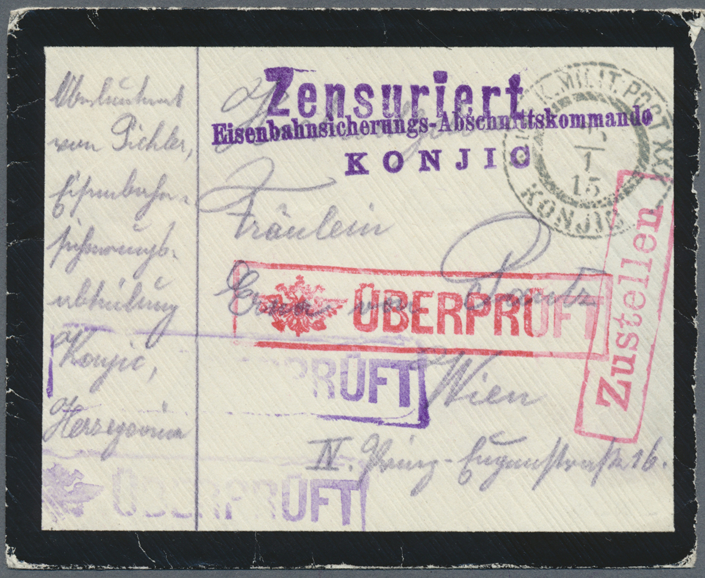 Br Bosnien Und Herzegowina (Österreich 1879/1918): 1915 (25.1.), Trauerbrief Mit Stempel 'K. U. K. MILIT. POST XX - Bosnie-Herzegovine