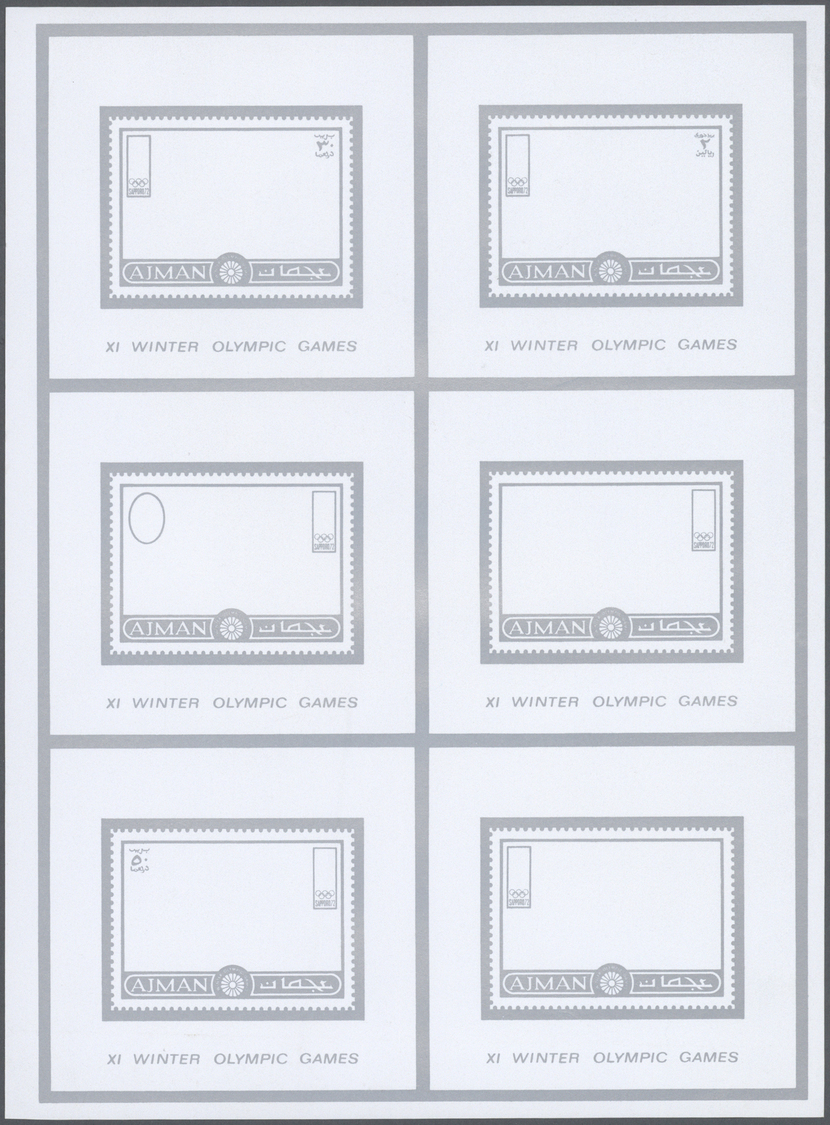 ** Thematik: Olympische Spiele / olympic games: 1971, SAPPORO '72 - 8 items; Ajman, collective, progressive plate proofs