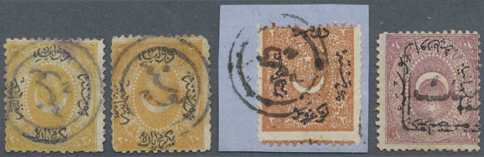 Brrst/O Bosnien Und Herzegowina: 1865-70, "BOSNA 81" On Two 1865 20 Pa. Yellow And Orange, 2 Pia. On Piece And 10 Pa. - Bosnia And Herzegovina