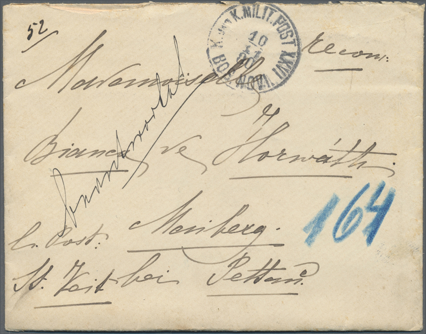 Br Bosnien Und Herzegowina: 1900, Registered Letter With Content From "K. Nd K. MILIT. POST XXVI BOS. NOVI. Nach - Bosnie-Herzegovine