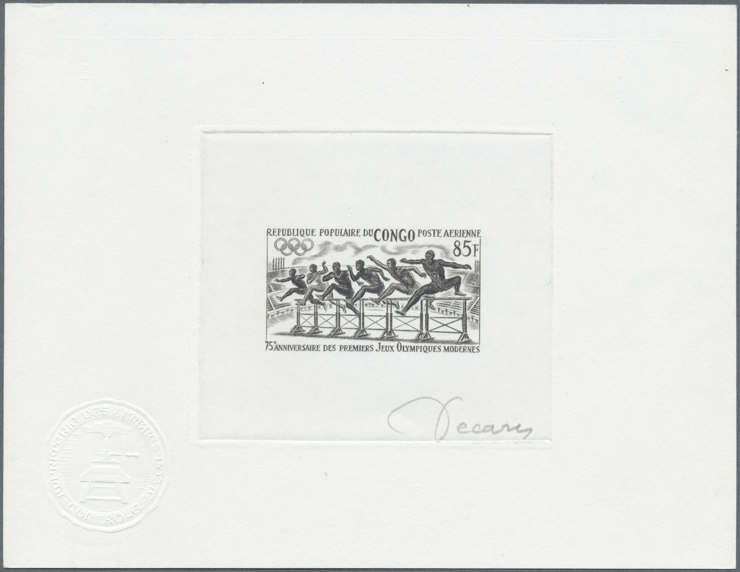 (*) Thematik: Olympische Spiele / olympic games: 1971, Republique du Congo "75 Annivers. Olympia Moderne" Lot of 5 Artis