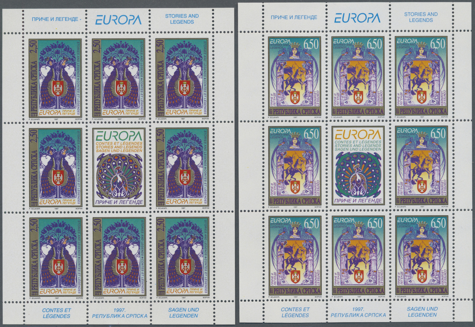 Bosnien Und Herzegowina - Serbische Republik: 1997, Europa, Both Issues In 10 Little Sheets Of 8 Stamps Each, - Bosnia And Herzegovina