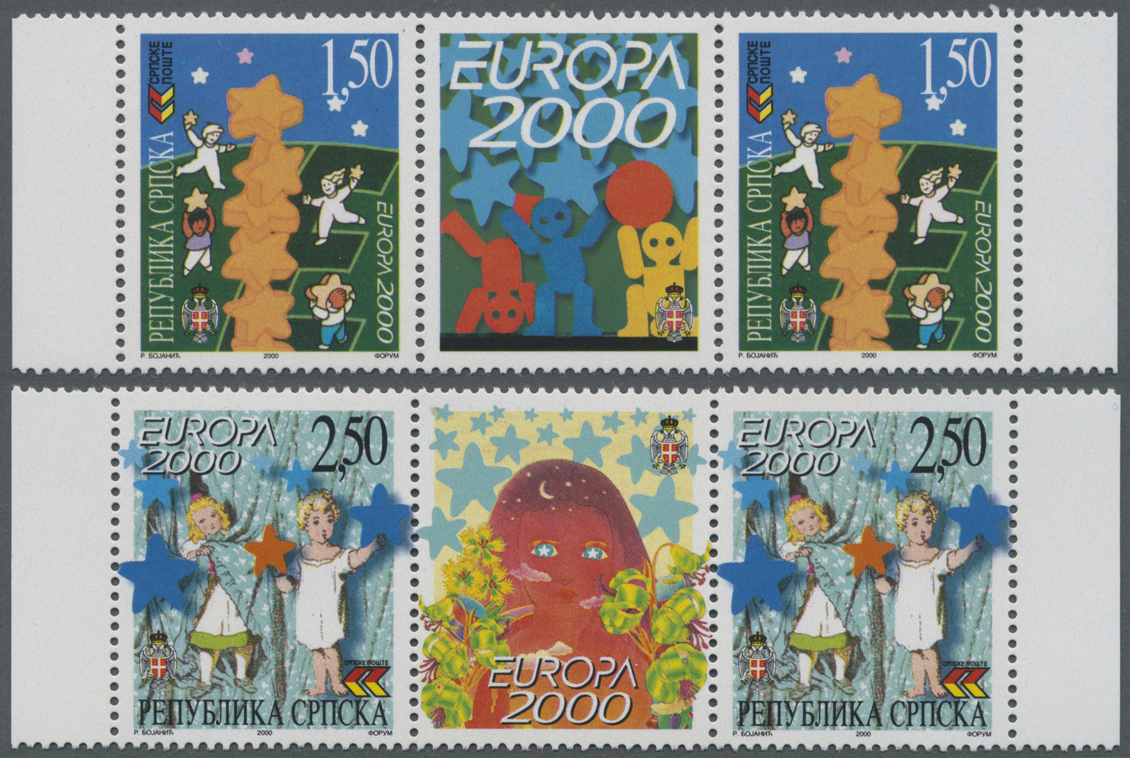 ** Bosnien Und Herzegowina - Serbische Republik: 2000, Europa, Both Issues In A Strip Of Two With A Gutter, Mint - Bosnie-Herzegovine