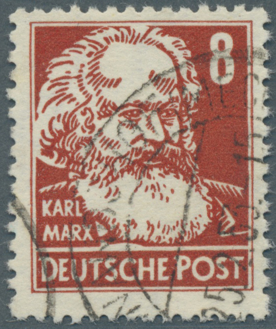 O DDR: 1952, Freimarke 8 Pfg. Marx, Gewöhnliches Papier, Mit Wz. In Type I, Gestempeltes Luxus-Stück, - Andere & Zonder Classificatie