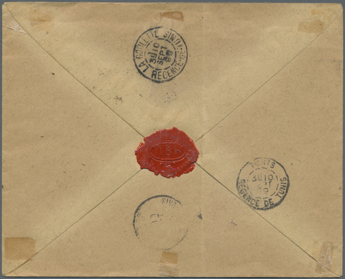 Br Bulgarien: 1889. Registered Envelope (vertical Fold,stains) Addressed To Tunisia, North Africa Bearing Yvert 3 - Lettres & Documents