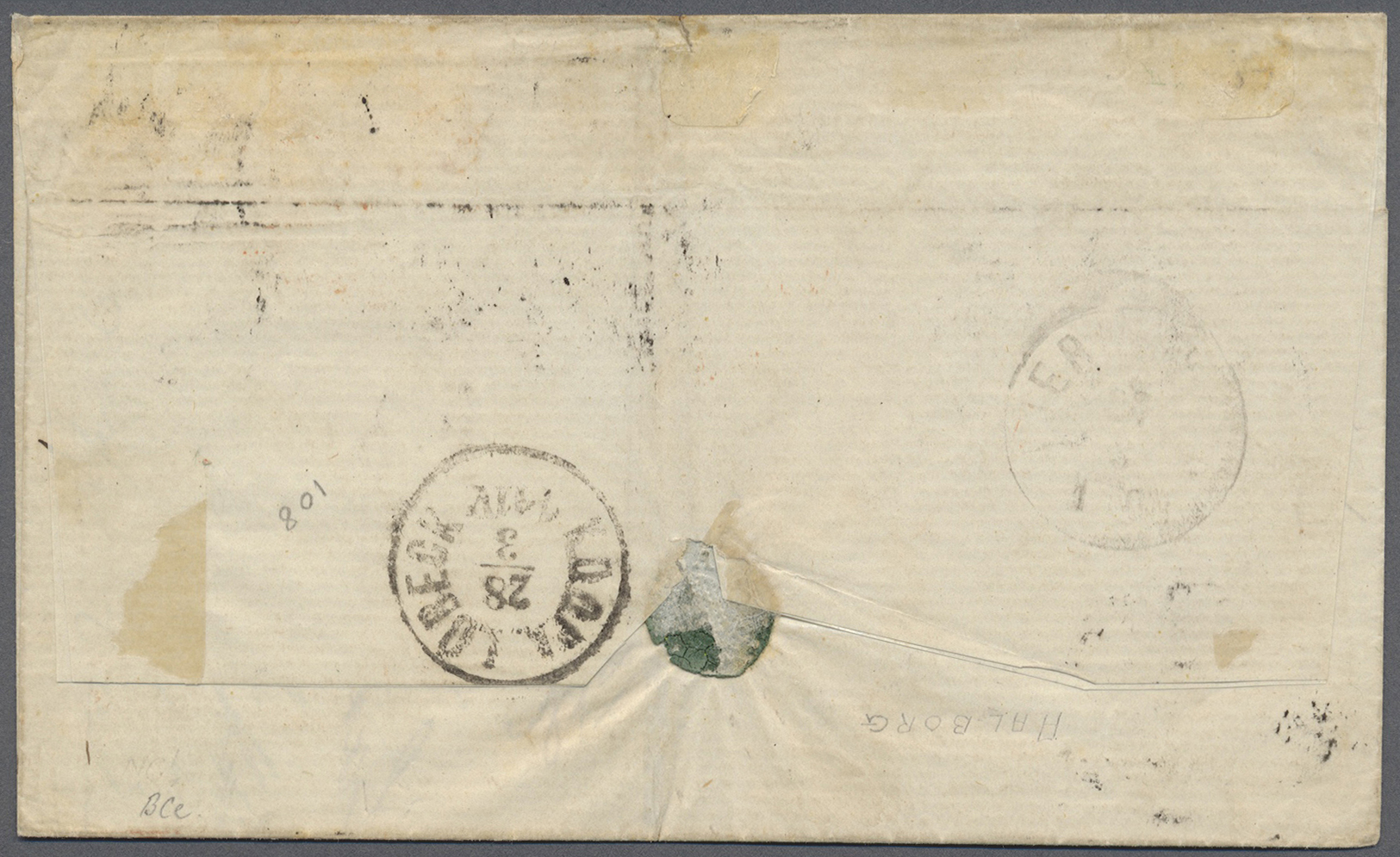 Br Dänemark: 1866. Envelope Addressed To London Bearing Yvert 5, 8s Green (imperf) And Yvert 12, Pair Of 3s Lilac - Lettres & Documents