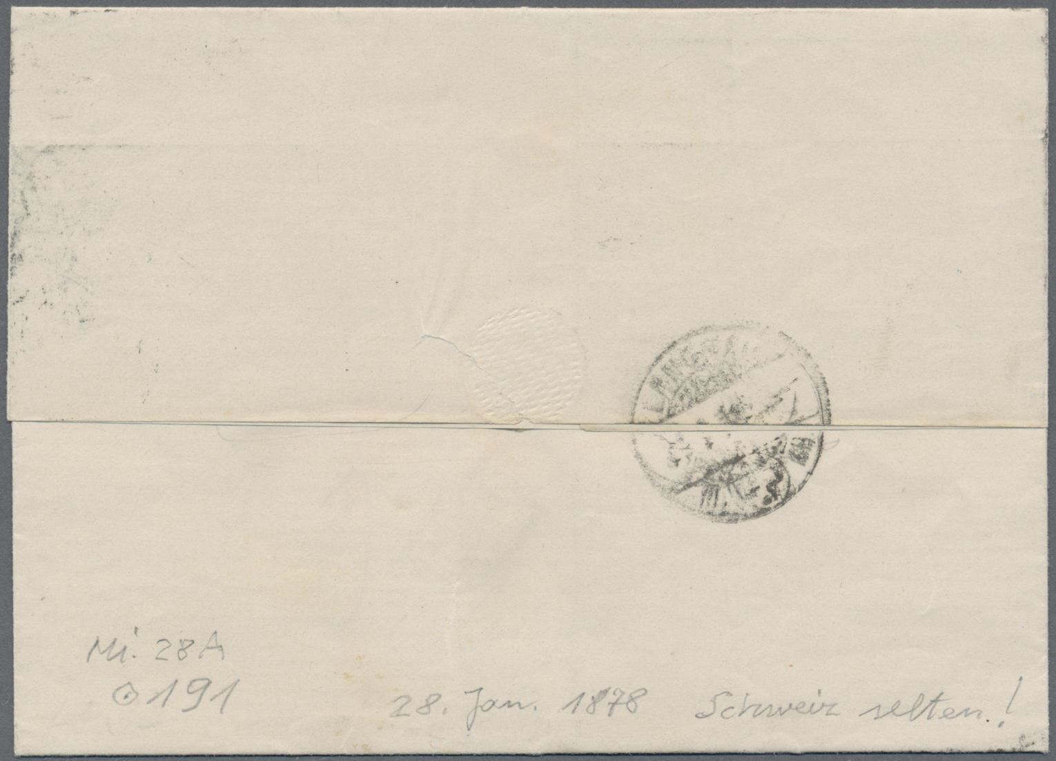 Br Dänemark: 1878, Letter From Kopehagen Franked With 20 Øre Cancelled With Shipletter Numeral "191" Sent To Swit - Covers & Documents