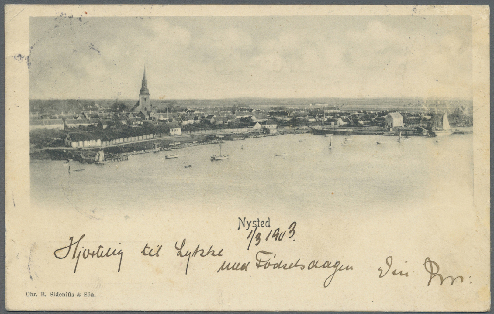 Br Dänemark: 1903, Postcard Picturing Nysted Sent Via KOPENHAGEN To SHAGHAI And From There Redirected To TIENTSIN - Covers & Documents