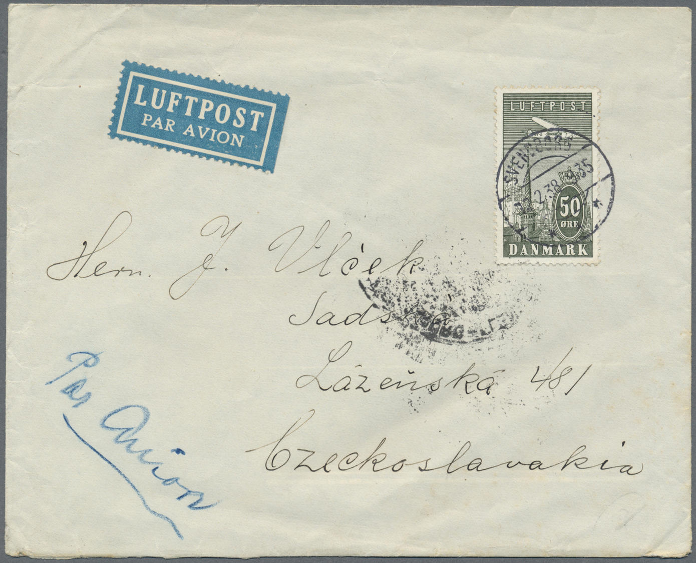 Br Dänemark: 1934, 6 Airmail Covers Mostly From Copenhagen To France, Switzerland, CSR - Covers & Documents