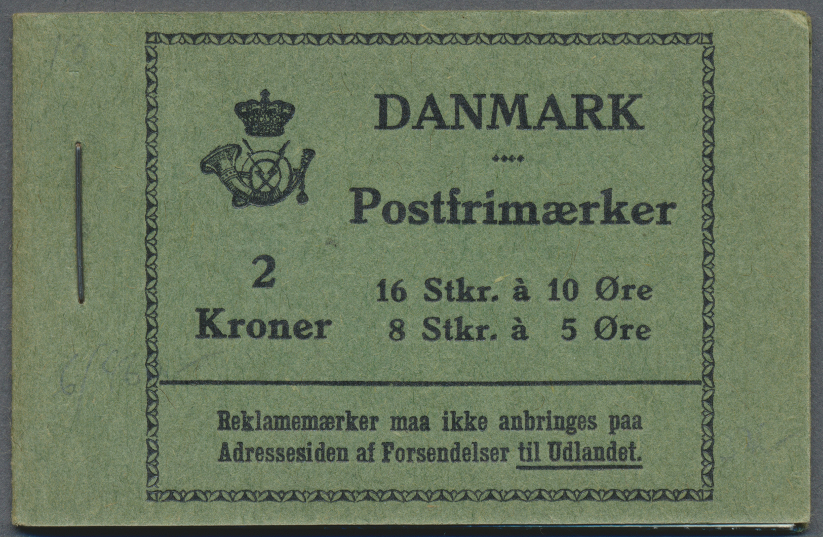 ** Dänemark - Markenheftchen: 1929, 2 Kronen Ziffern Als Postfrisches, Vorzüglich Erhaltenes Markenheftchen MH 6, - Libretti